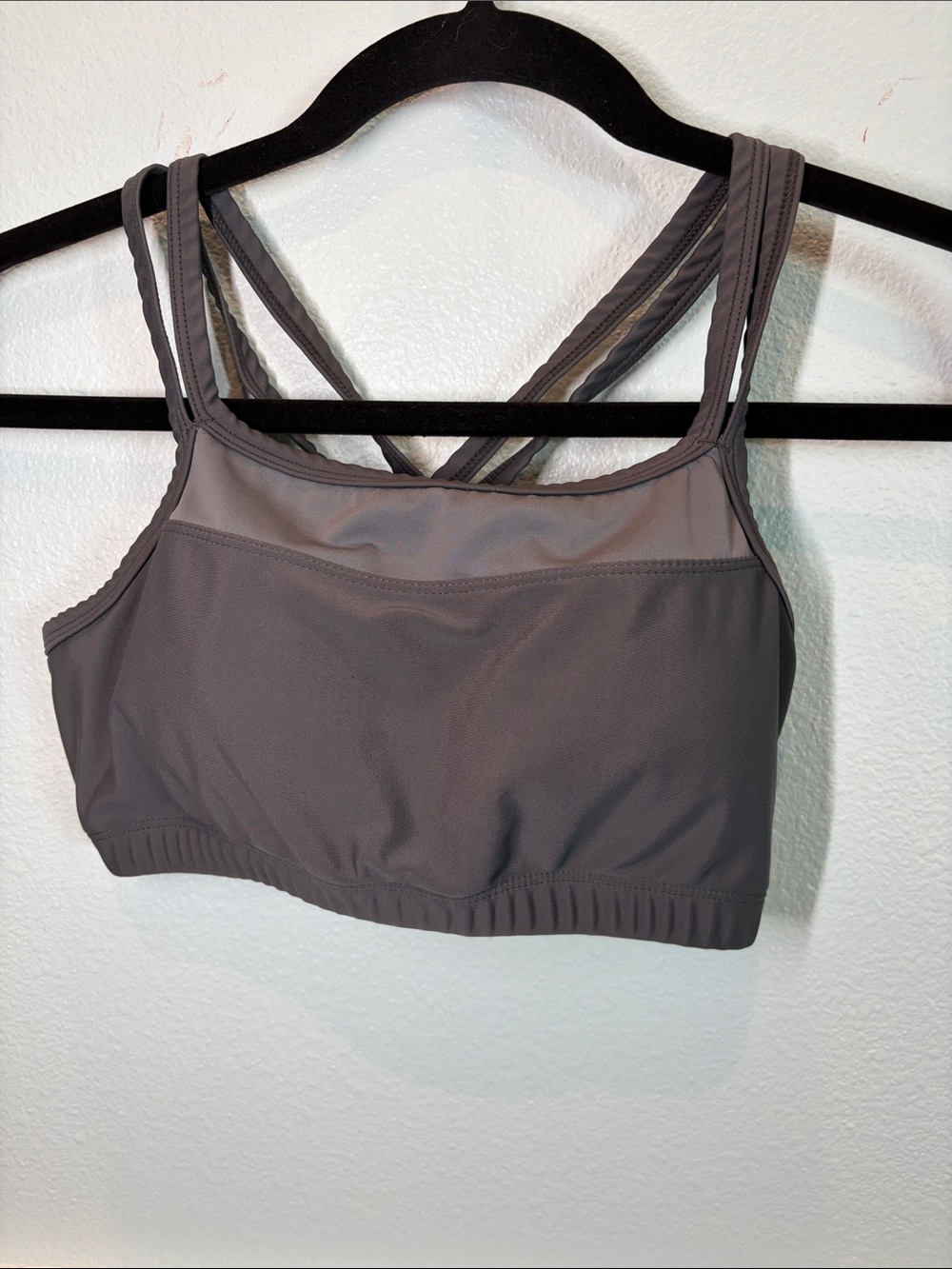 Gray Crossback Bikini Top - Versatile Swim Bralette